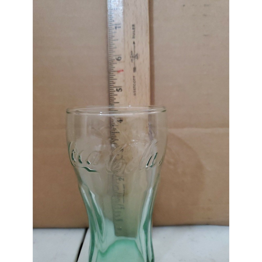 Small Green Coca Cola Glass Coke Vintage Bell Tumbler Juice Beverage 4.5 in Tall - Picture 2 of 3